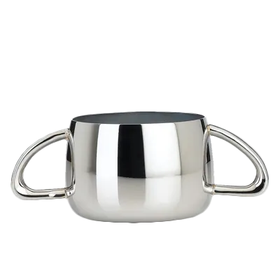 Steelite 5350S100 Sugar Bowl, 9 oz, 6.0" x 3.5" x 2.0" Steel 18/10 Kamina with Cover Handle
