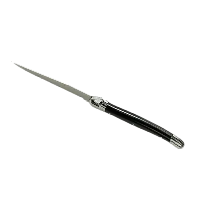 Steelite 5392S057 - 9" 1.2mm Serrated Steak Knife, Black Handle, 13/0 Steel, Laguiole - 6/Pack