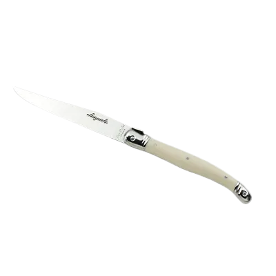 Steelite 5393S077 - Forged 9" Steak Knife, 1.5 mm 13/0 Stainless Steel, Ivory Handle, 8‑9" - 6/Pack