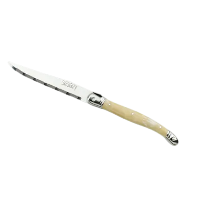 Steelite 5394S057 Steak Knife – 9" Serrated Blade, 13/0 Steel, Horn Handle, 8-9" Overall - 6/Pack