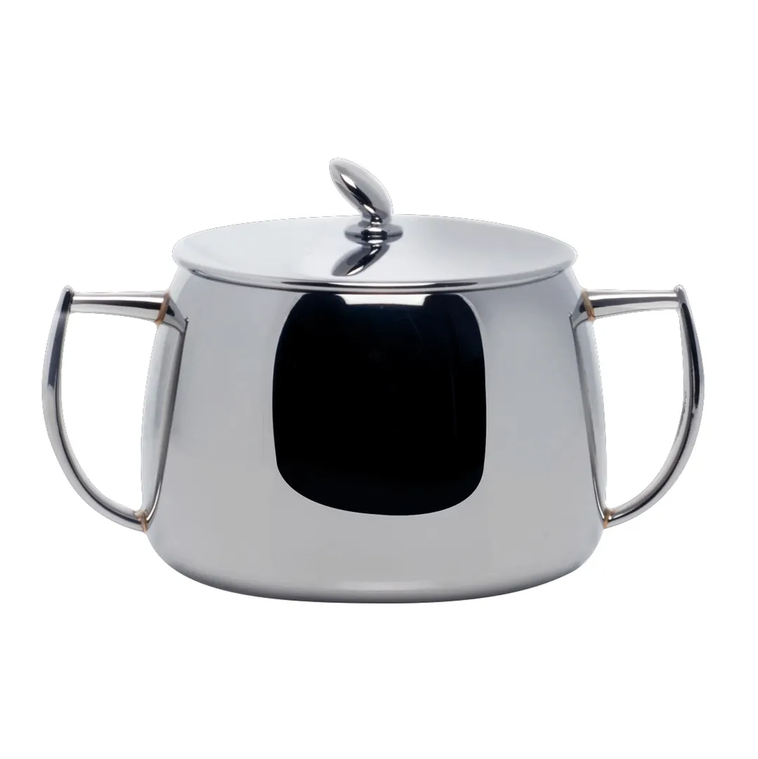 Steelite 5600J111 Sugar Bowl with Lid, 8 oz Capacity, 2.952" Diameter, Stainless Steel, Dual Handles