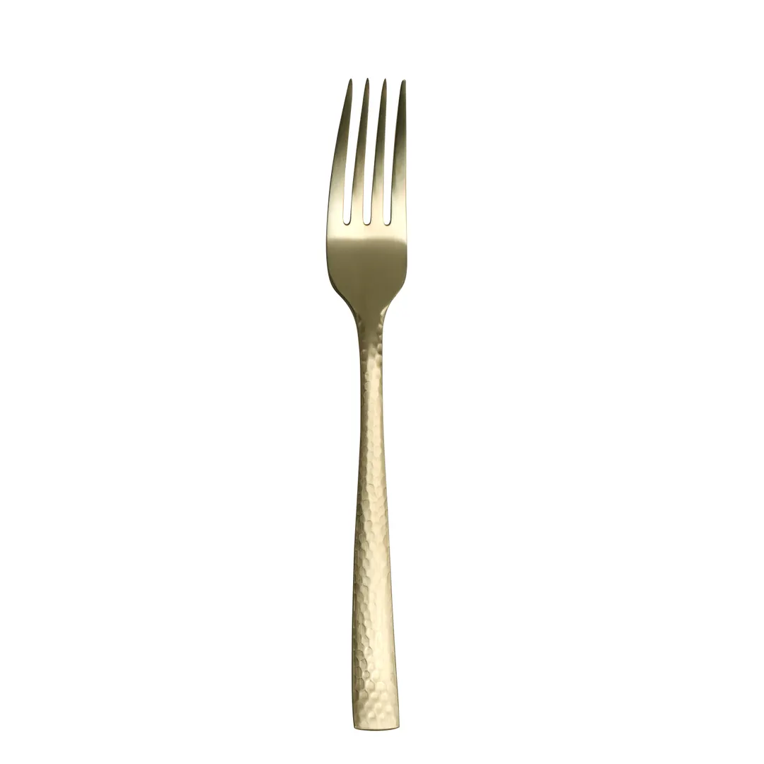 Steelite 5733SX021 Dinner Fork 8" Hammered Varick FW, 18/0 Stainless Steel, Malcolm Gold - 1 Dozen