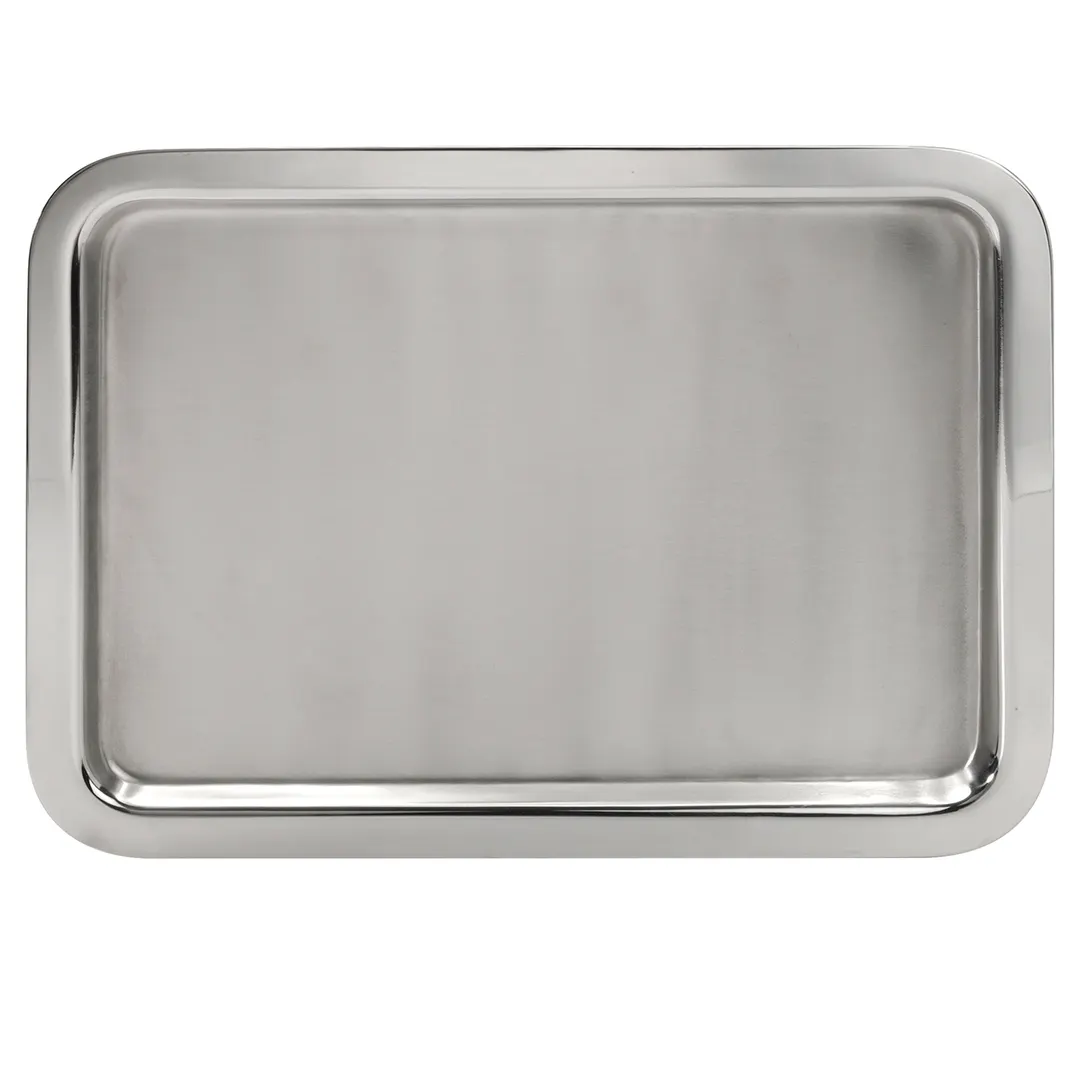 Steelite 5851JX32 Rectangular Tray, 13" x 10" 18/10 Stainless Steel Finish – Serving & Display