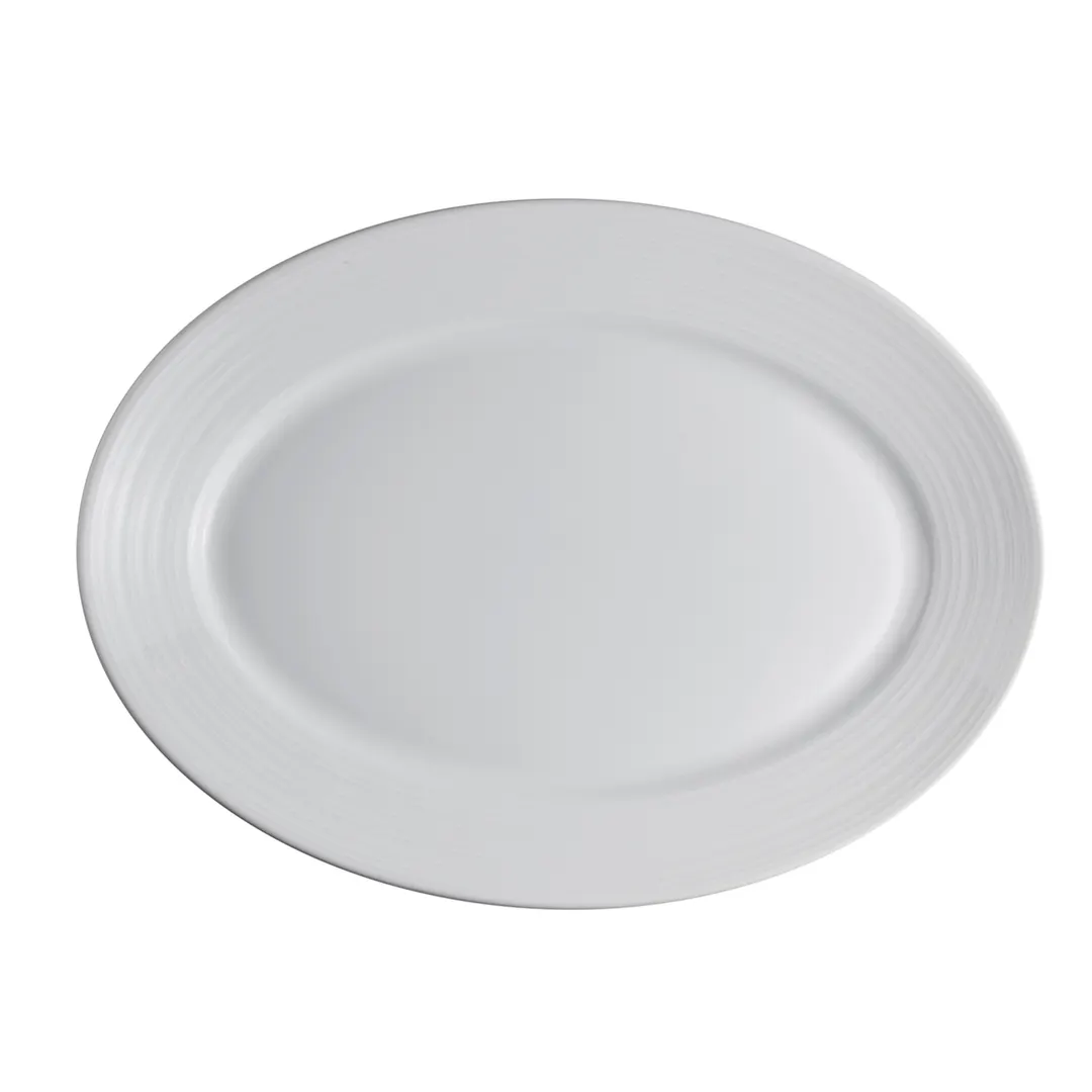 Steelite 61100ST0113 Oval Platter 14.625" x 10.75" x 1.5", Porcelain Embossed Rim,Oven Safe - 1 Dozen