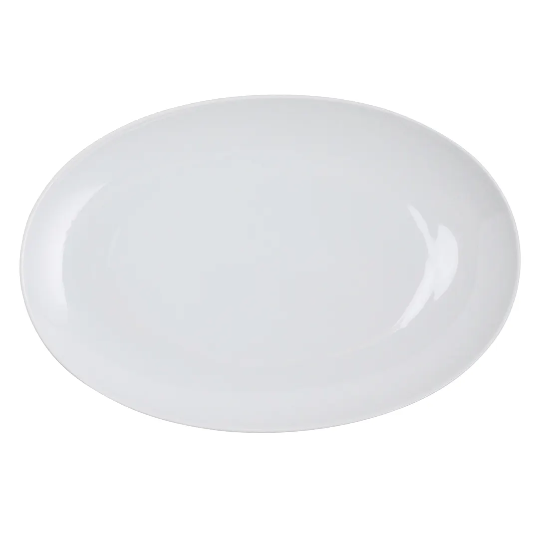 Steelite 61101ST0320 - Oval Porcelain Platter 15" x 10" x 1.375" Rim Coupe 500°F Oven Safe - 1 Dozen