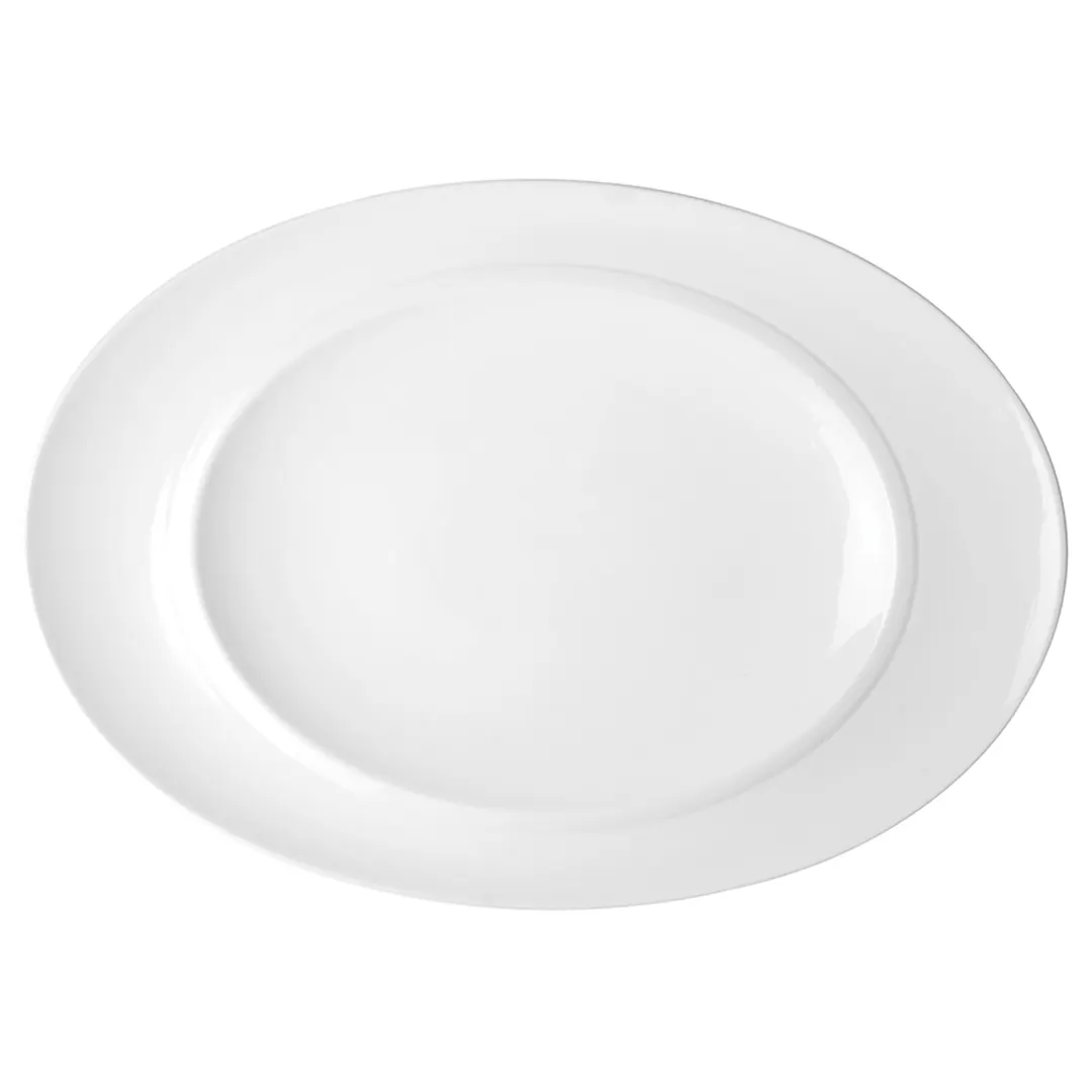 Steelite 61102ST0358 - Oval Rim Platter, 13.125" x 9.375" x 1.625", Opera Porcelain, 500°F, 1 Dozen.