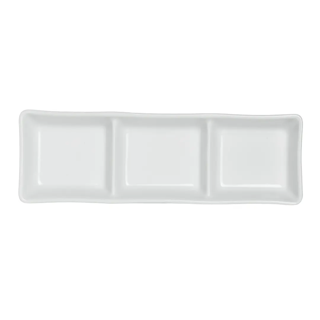 Steelite 61103ST0453 - 3‑Compartment Tahara Porcelain Bowl 7.25" x 2.375" x 1.0", Safe 500°F - 36/Case