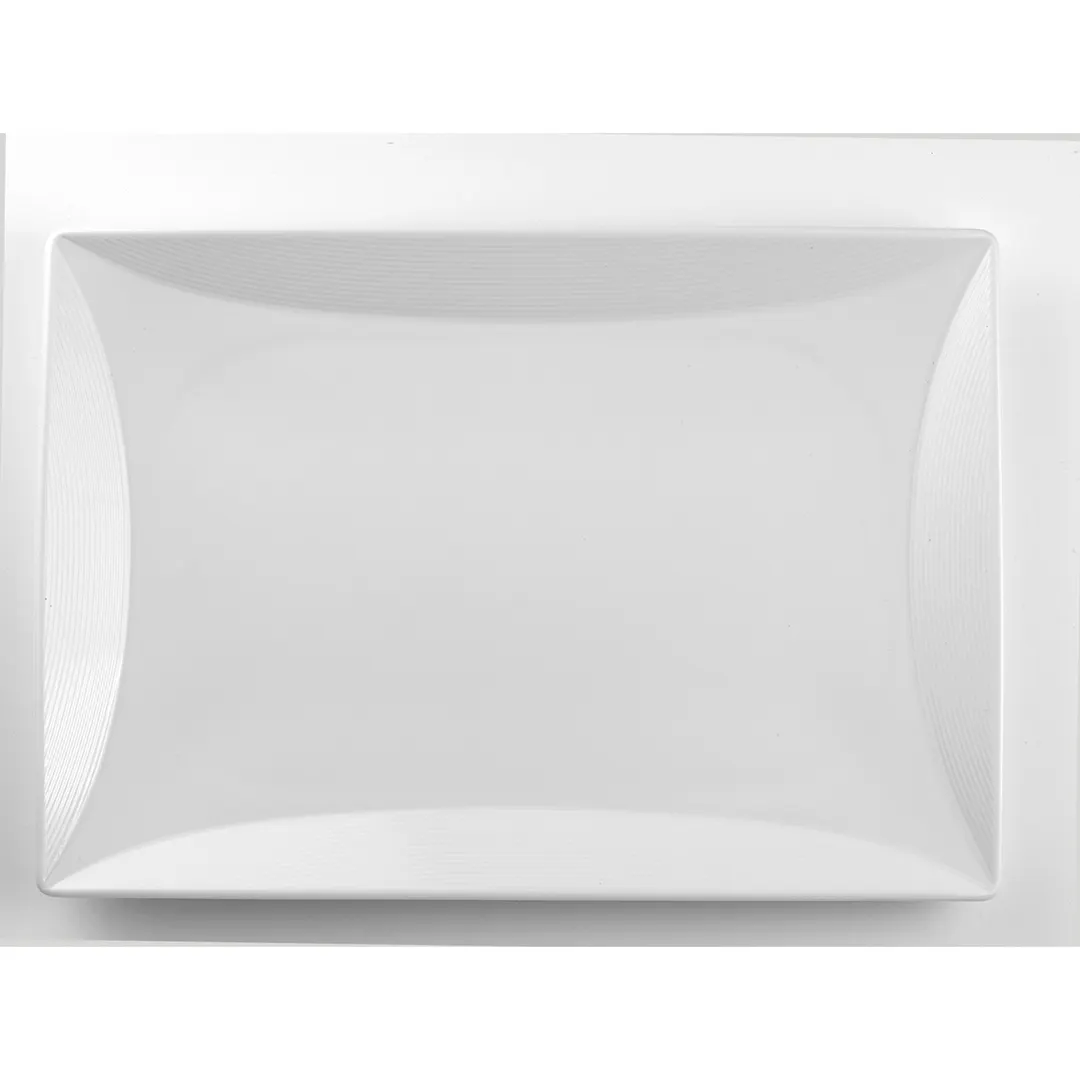 Steelite 61105ST0511 - 13" x 9" Vortex Porcelain Platter, Oven Safe 500°F, Embossed Rim, 1 Dozen