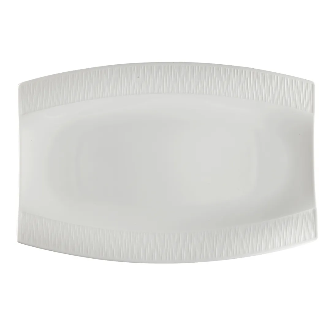 Steelite 62104ST1046 Bloom Rectangle Platter 13" x 9" Porcelain, Embossed Rim, Oven 500°F, 1 Dozen