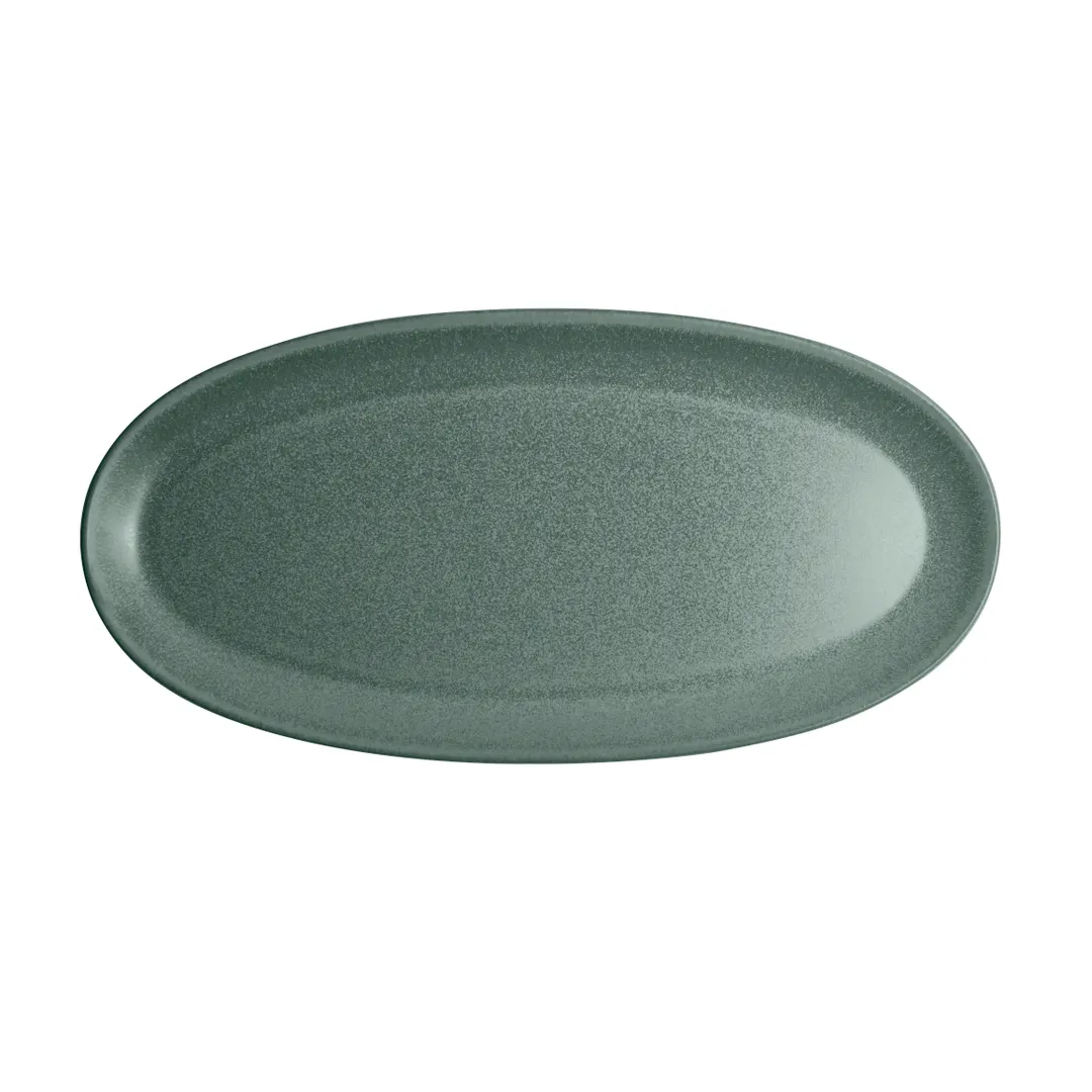 Steelite 6218RT023 - Oval Porcelain Platter, 11" x 5.5" x 0.875", Teal, Oven Safe to 425°F - 24/Case