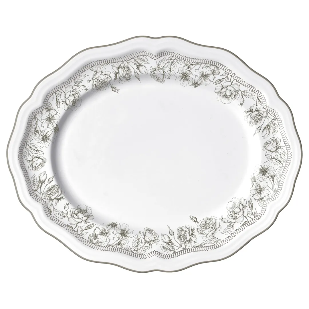 Steelite 62526FP817 Oval Porcelain Platter, 13" x 10.5" x 1", Hannah Slate Folio, Adelina - 1 Dozen