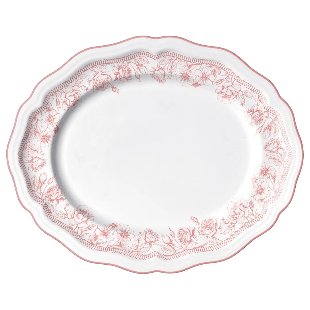 Steelite 62527FP817 Oval Porcelain Platter, 13" x 10.5" x 1", Adelina Rose Folio - 1 Dozen