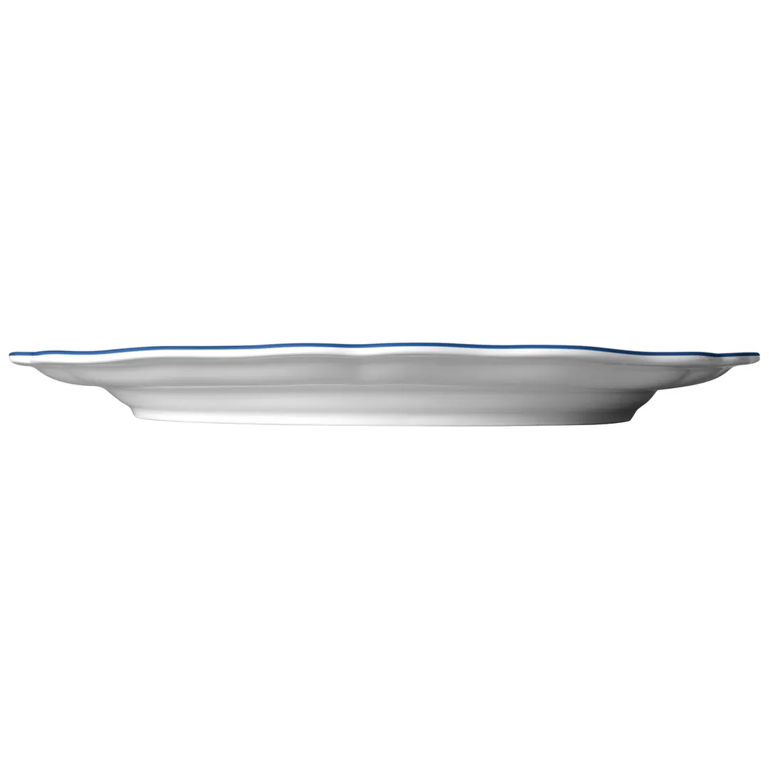 Steelite 62528FP817 Oval Porcelain Platter, 13" x 10.5" x 1", Hannah Blue Adelina Folio - 1 Dozen