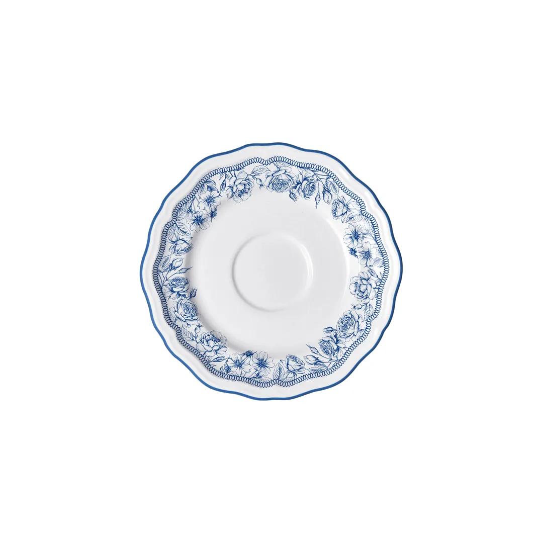 Steelite 62528FP821 - Adelina Hannah Blue Porcelain Saucer, 6.5" x 0.75", Folio Design - 1 Dozen