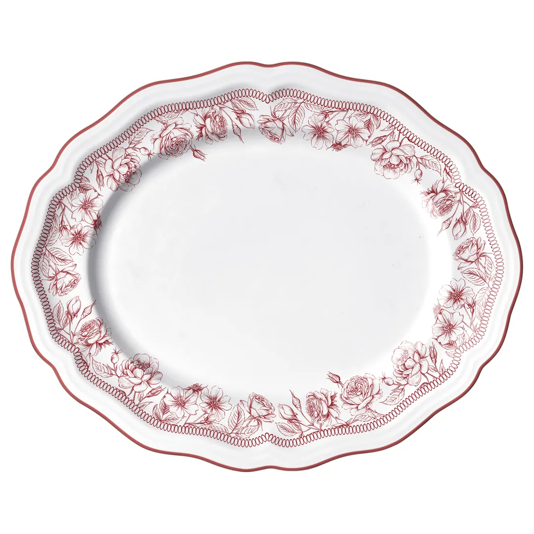 Steelite 62530FP817 - Hannah Maroon Oval Porcelain Platter, 13" x 10.5" x 1", - 1 Dozen