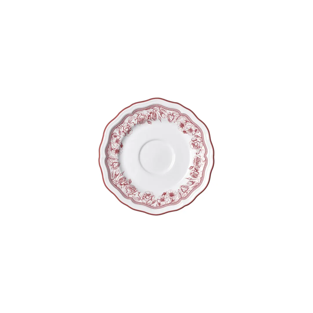Steelite 62530FP823 Saucer, 5.0" x 0.625" Round Porcelain, Hannah Maroon Folio - 1 Dozen