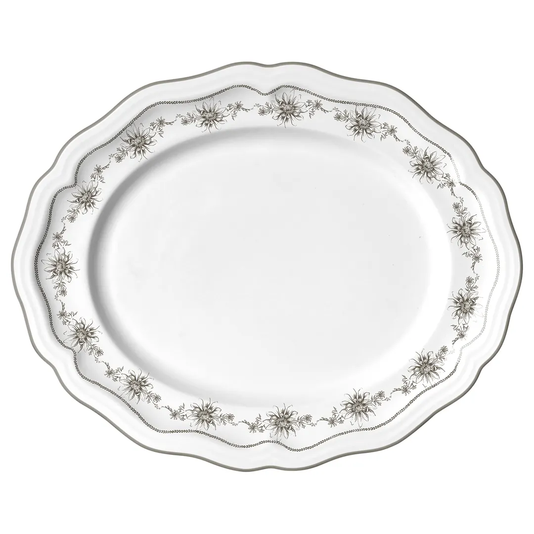 Steelite 62531FP817 - Oval Porcelain Platter 13" x 10.5" x 1" Adelina Giselle Slate Folio - 1 Dozen