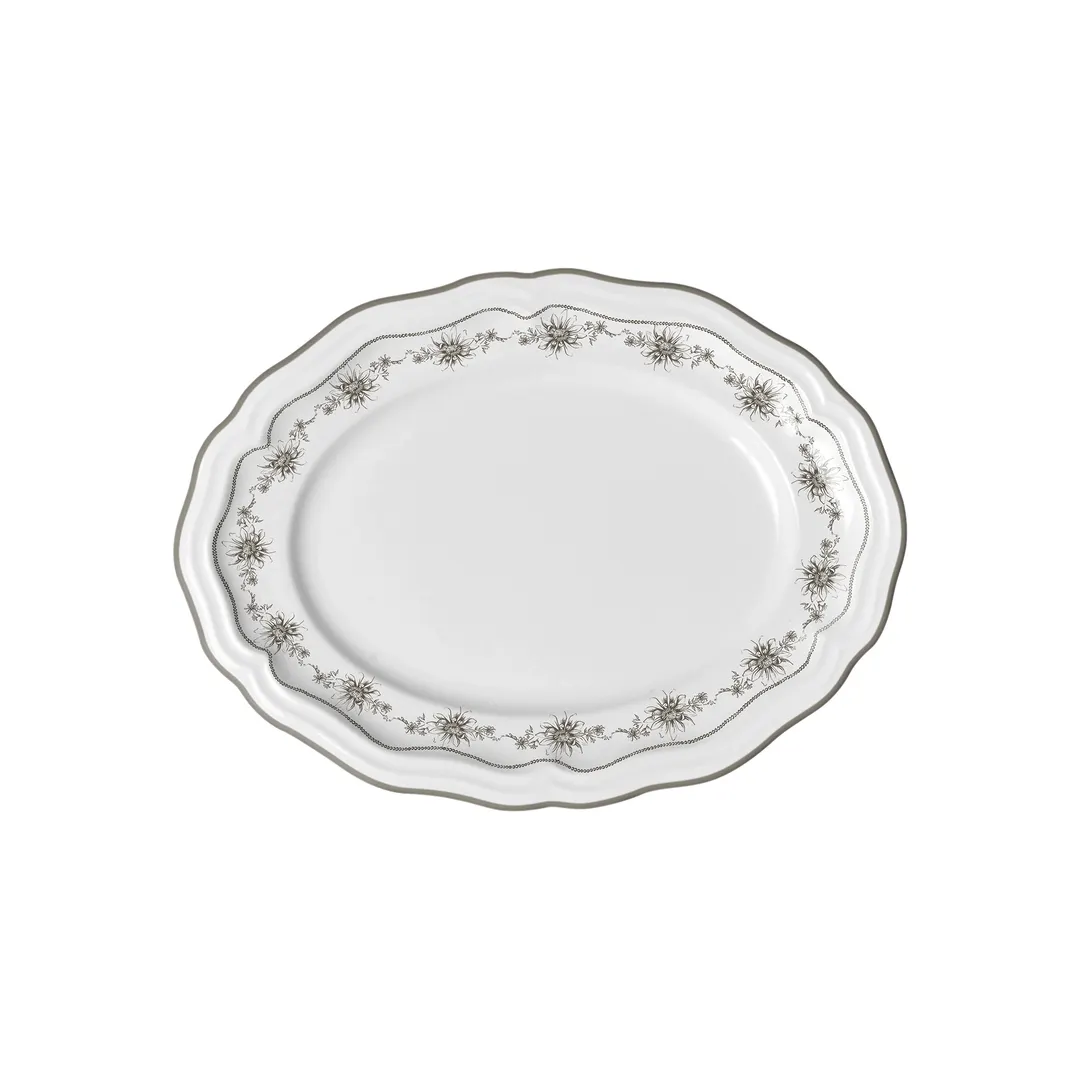 Steelite 62531FP818 Oval China Platter, 9" x 6.75" x 0.875" Porcelain, Giselle Slate Finish - 1 Dozen