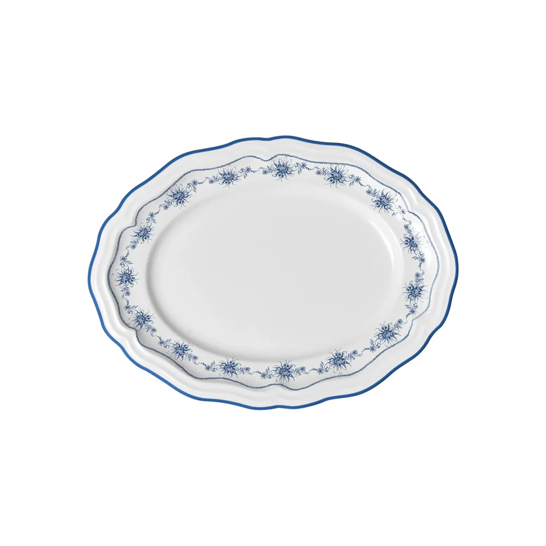 Steelite 62533FP818 - Folio Oval Porcelain Platter, 9.0" x 6.75" x 0.875", Giselle Blue, 1 Dozen
