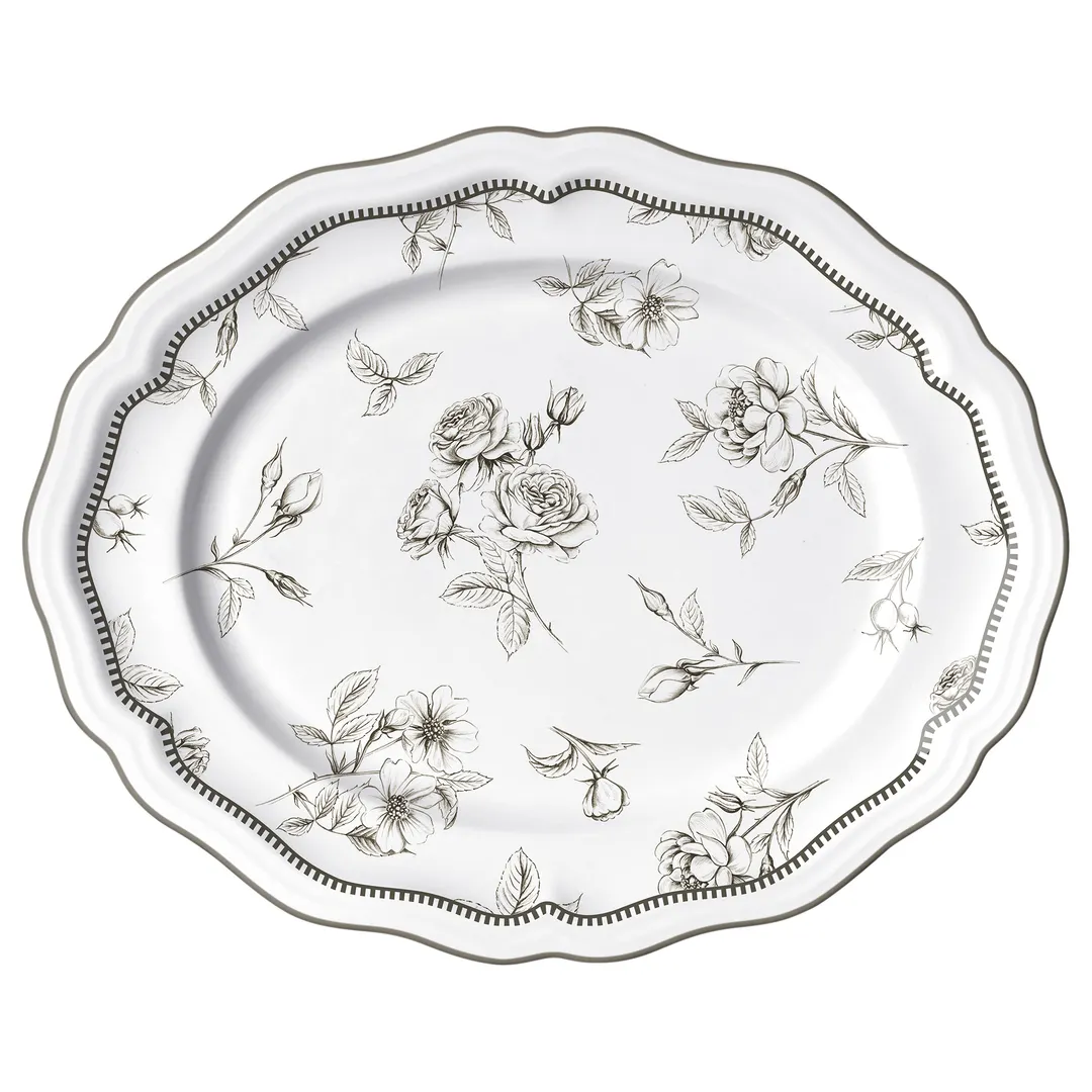 Steelite 62536FP817 - Oval Porcelain China Platter, 13" x 10.5" x 1", Marisa Slate Finish - 1 Dozen