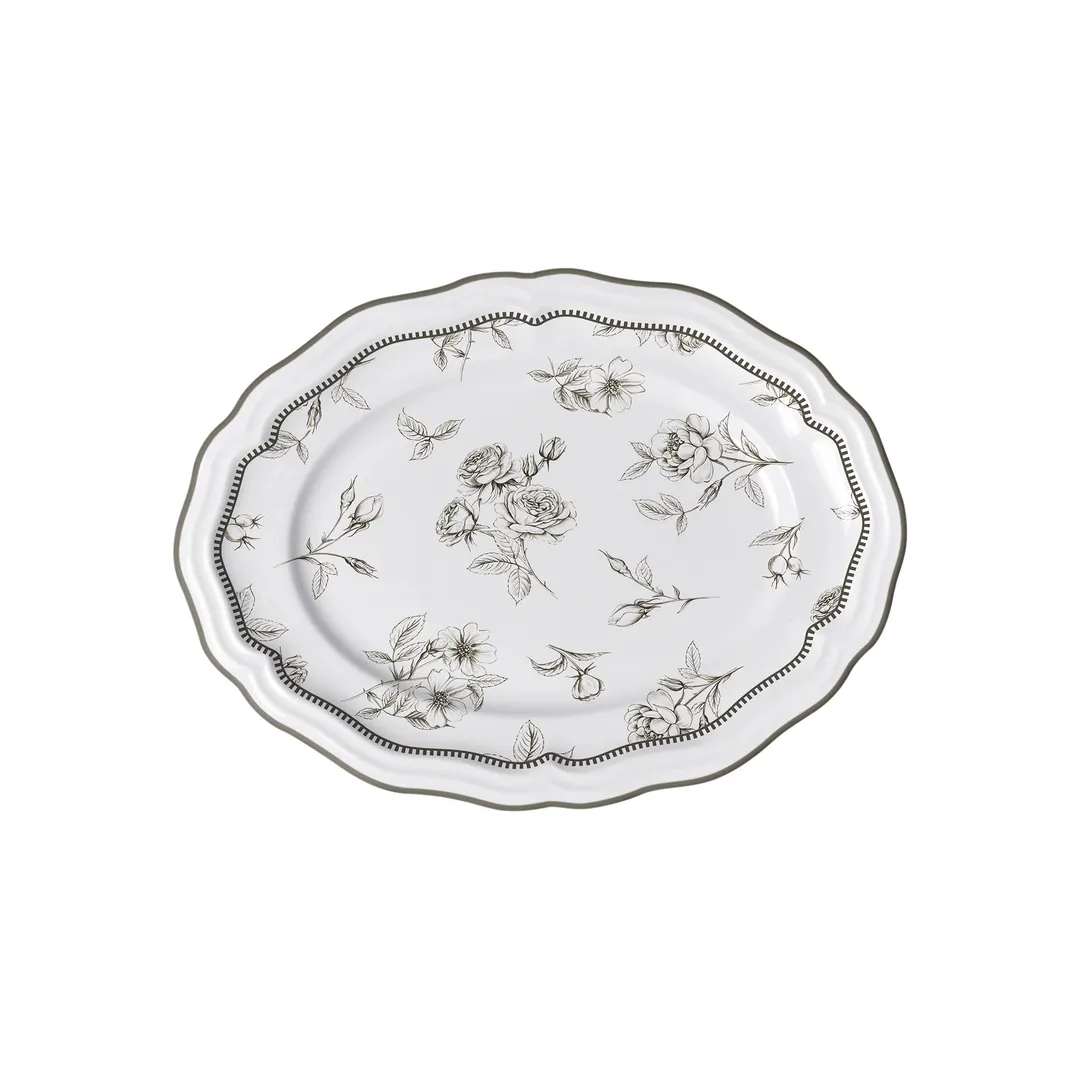 Steelite 62536FP818 - Oval Porcelain Platter, 9" x 6.75" x 0.875", Marisa Slate Finish - 1 Dozen