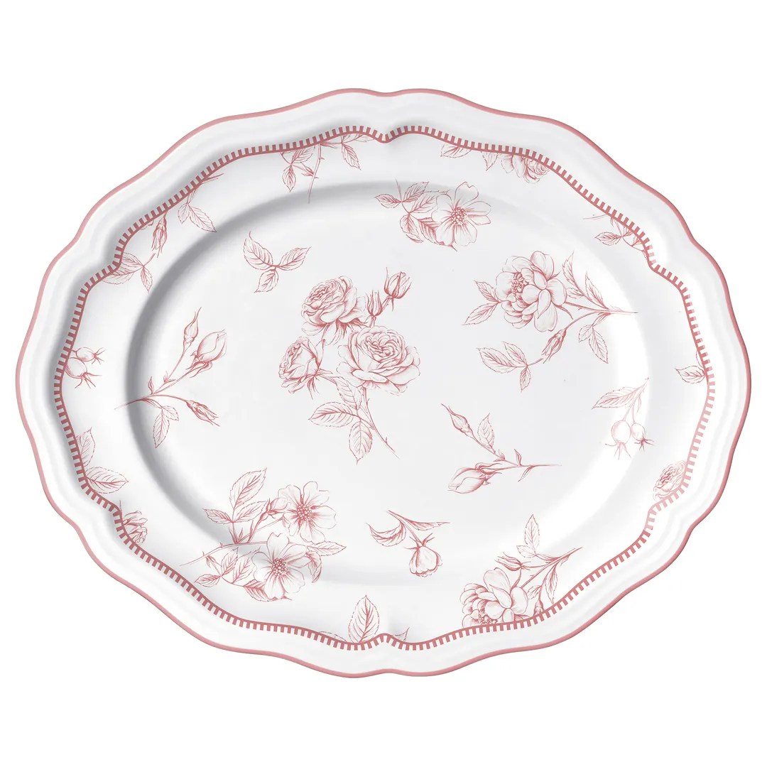 Steelite 62537FP817 - Oval Porcelain Platter 13" x 10.5" x 1" Adelina Marisa Rose Folio, 1 Dozen