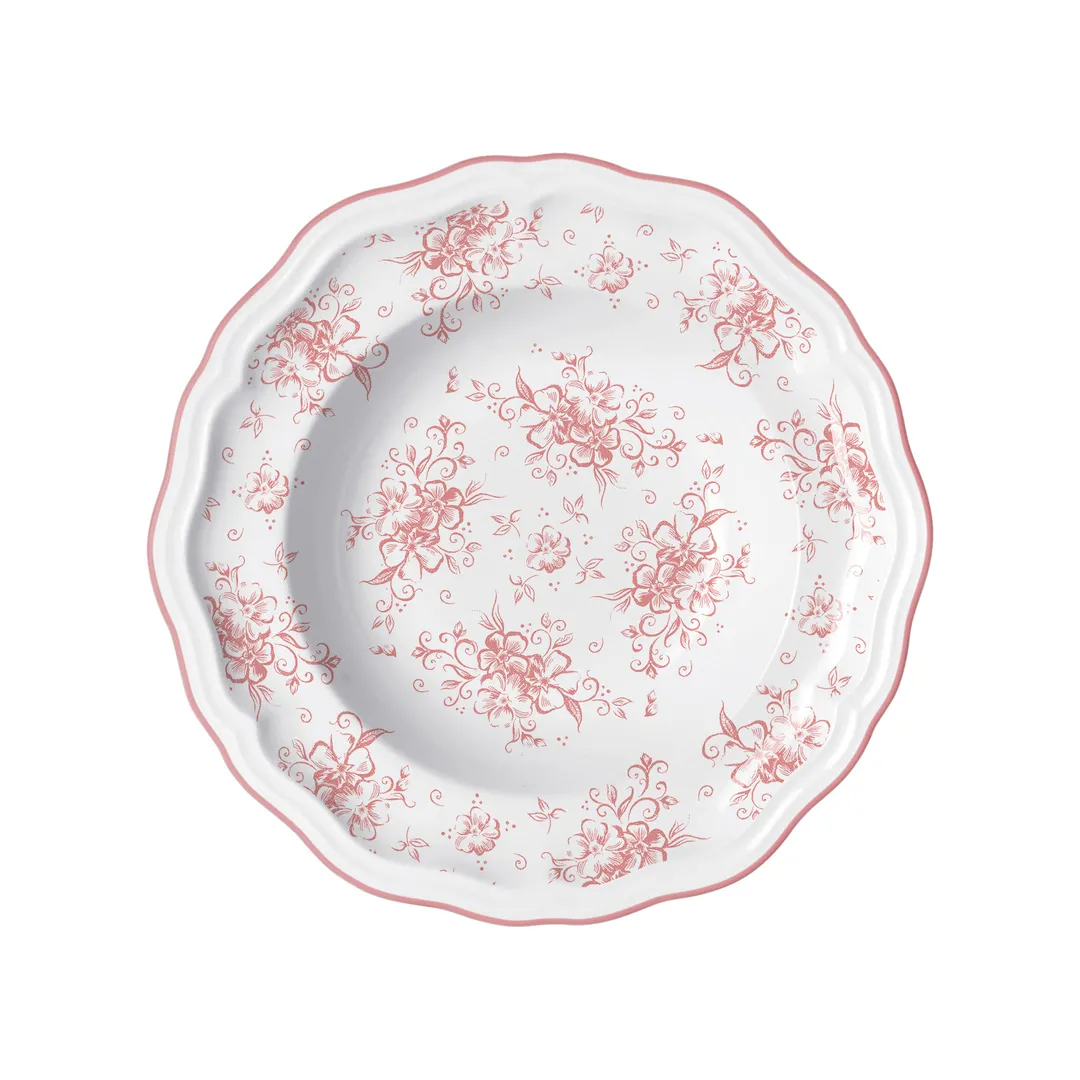 Steelite 62542FP814 - 9.75" Round Porcelain Soup Bowl, 15 oz, Liliana Rose Folio Finish - 1 Dozen