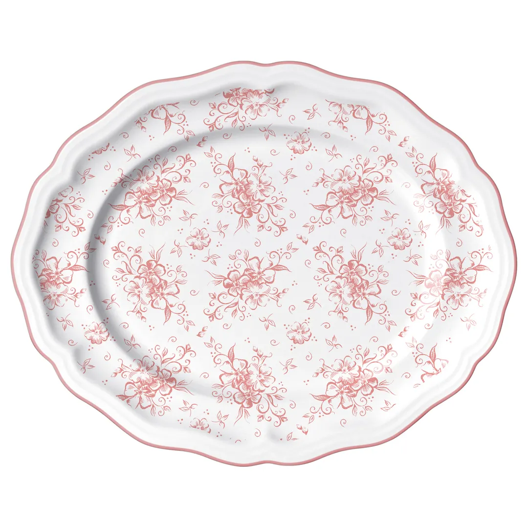 Steelite 62542FP817 - Oval Porcelain Platter 13" x 10.5" x 1", Liliana Rose Folio Design - 1 Dozen