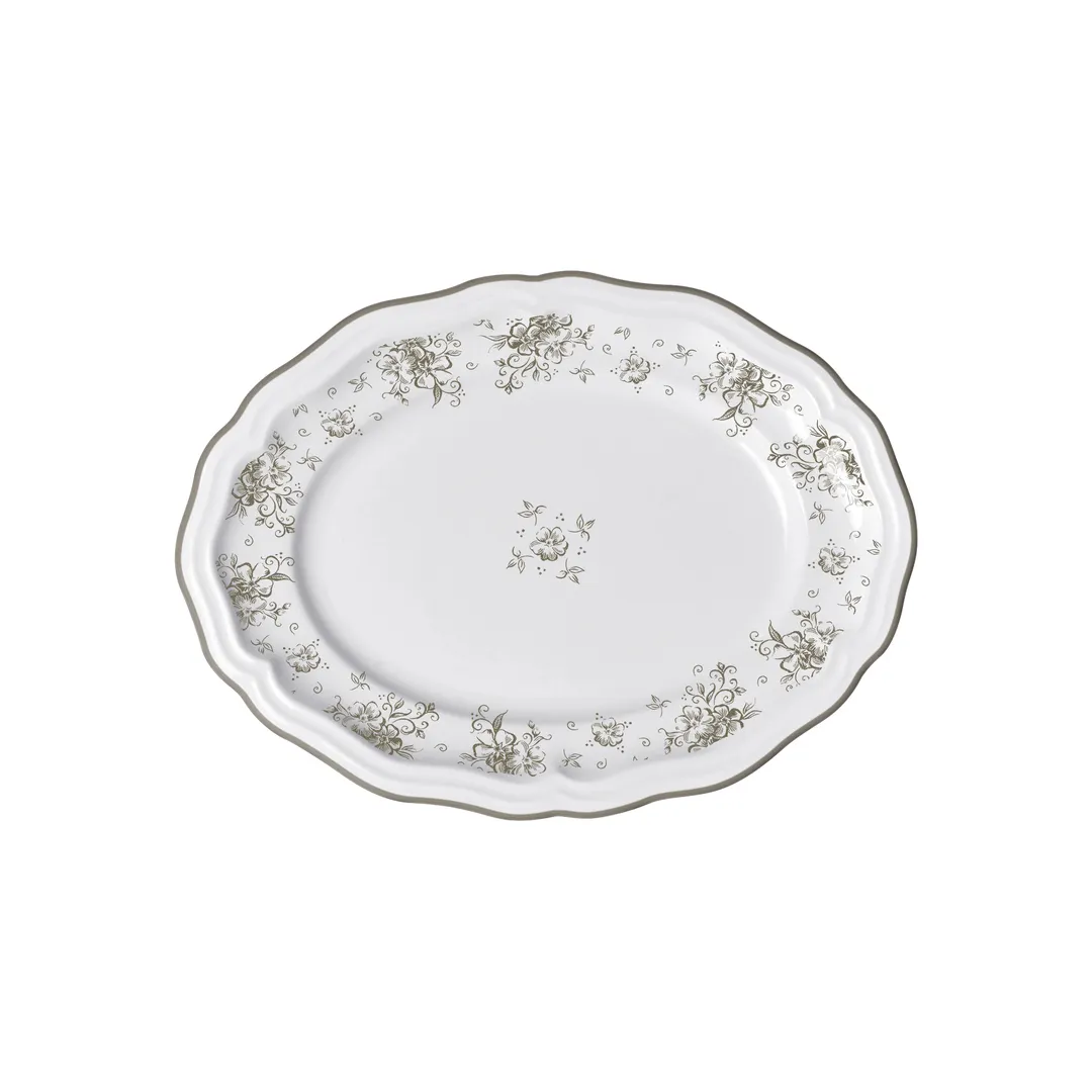 Steelite 62555FP818 Oval Porcelain Platter, 9" x 6.75" x 0.875", Camille Slate Finish - 1 Dozen