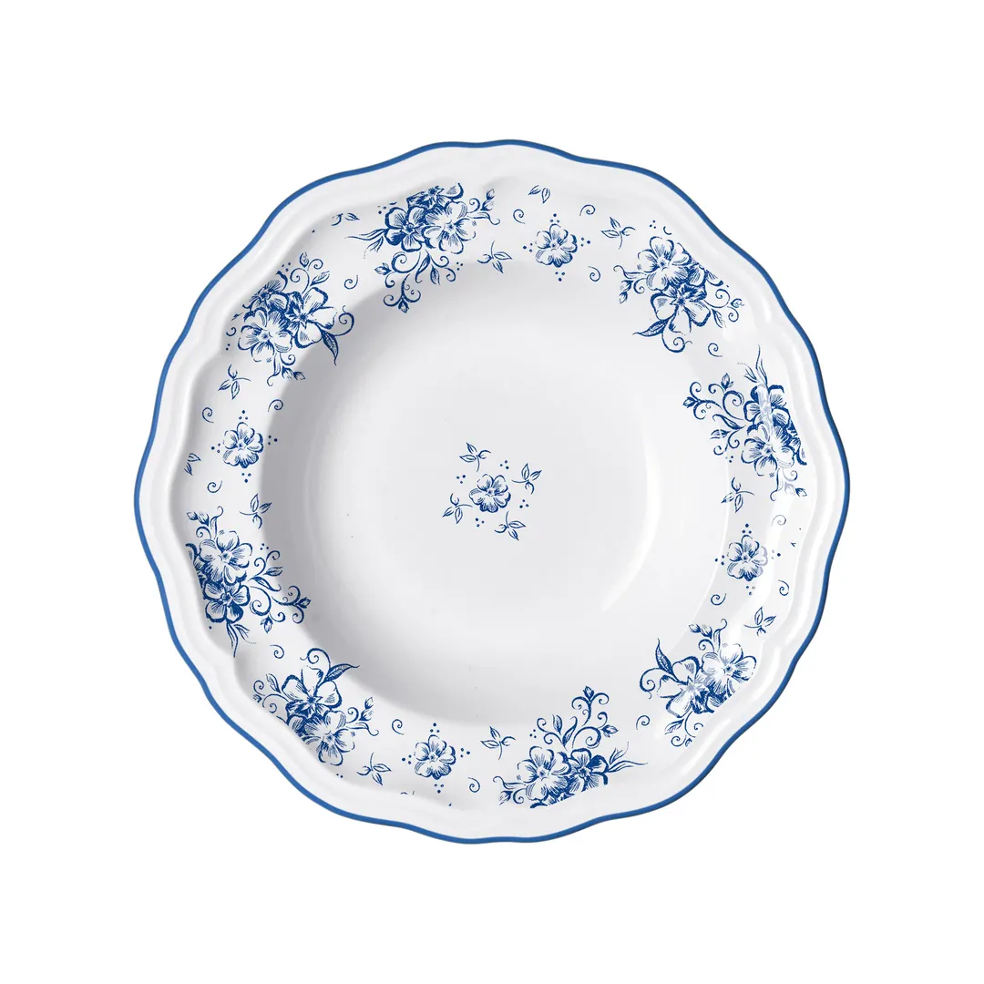 Steelite 62557FP814 - 15 Oz Round Porcelain Soup Bowl, 9.75" Diameter, Camille Blue, Rimmed - 1 Dozen