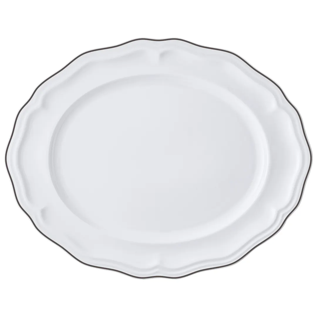Steelite 62568FP817 Oval Platter – 13" x 10.5" x 1" Slate Line Folio Porcelain Adelina - 1 Dozen
