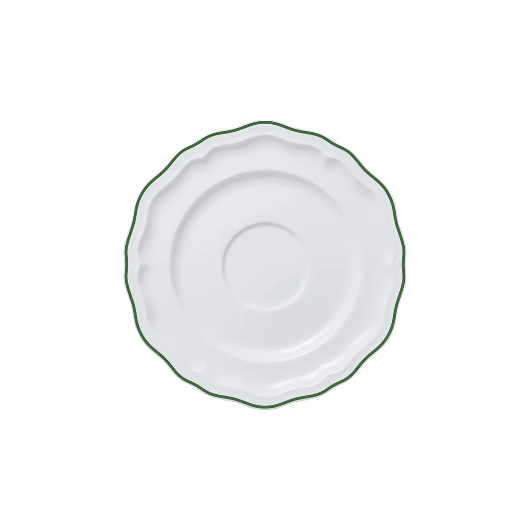 Steelite 62571FP821 Adelina Green Line Folio Round Porcelain Saucer 6.5" x 0.75" - 1 Dozen