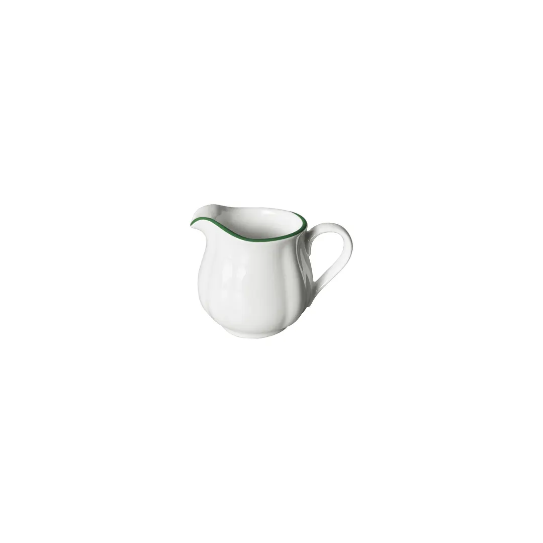 Steelite 62571FP824 - Handled Porcelain Creamer, 5 Oz, 3.875" x 2.875" x 3.0" Green Line - 1 Dozen