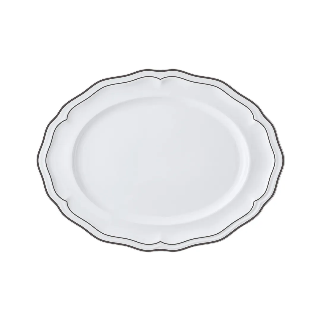 Steelite 62577FP818 Oval Porcelain Platter, 9" x 6.75" x 0.875", Adelina Double Slate - 1 Dozen