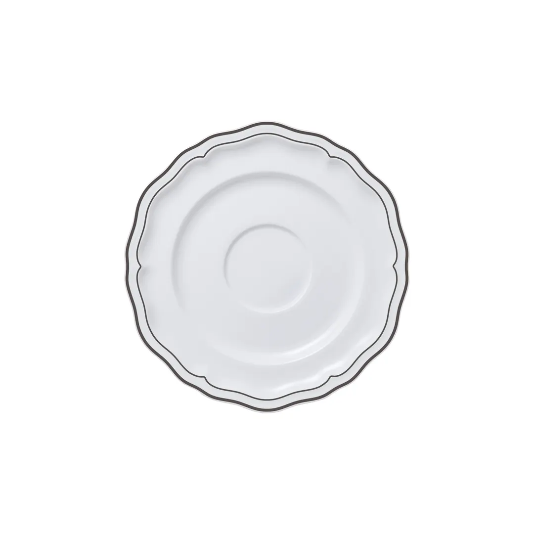 Steelite 62577FP821 - Adelina Double Line Slate Porcelain Saucer, 6.5" x 0.75" - 1 Dozen