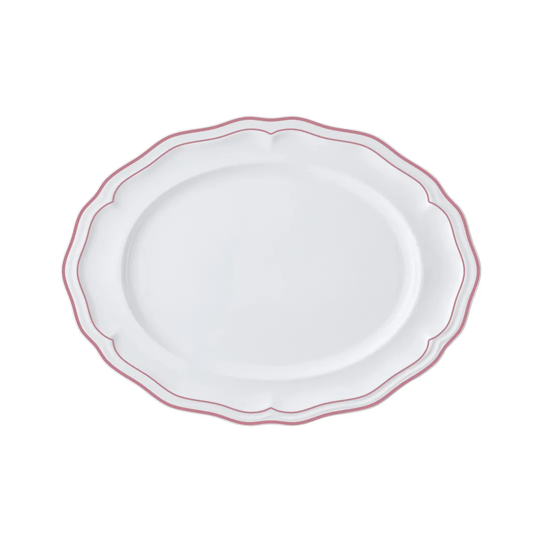Steelite 62578FP818 - Oval Porcelain Platter, 9.0" x 6.75" x 0.875", Double Line Rose Folio, 1 Dozen