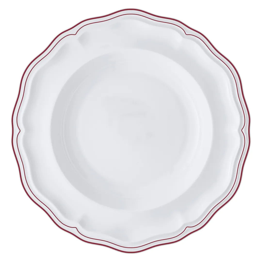 Steelite 62581FP815 - Pasta Bowl, 11", 19 oz, Porcelain, Double Line Maroon Folio Finish - 1 Dozen