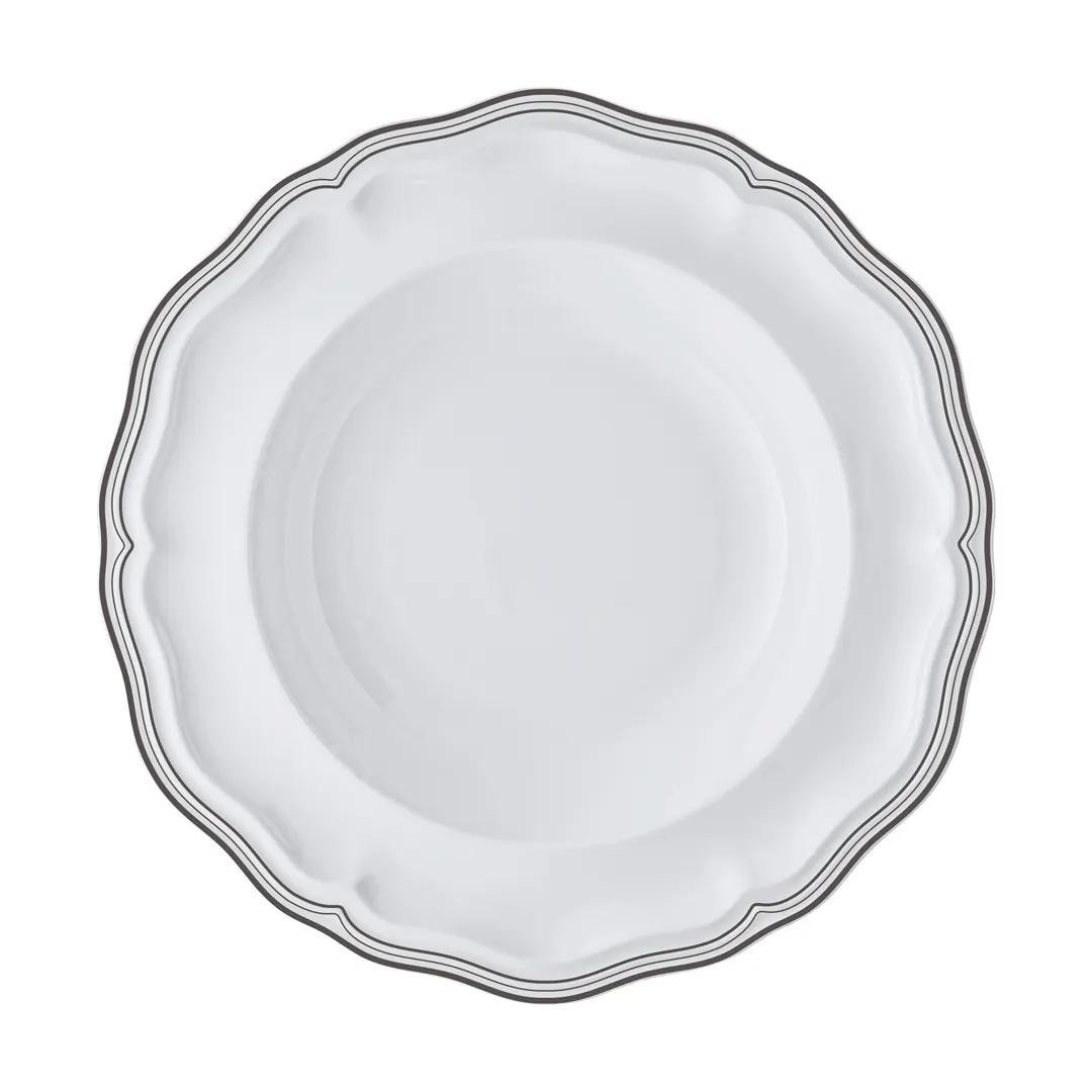 Steelite 62582FP814 - 9.75" 15 Oz Round Porcelain Soup Bowl, Triple Line Slate Folio - 1 Dozen