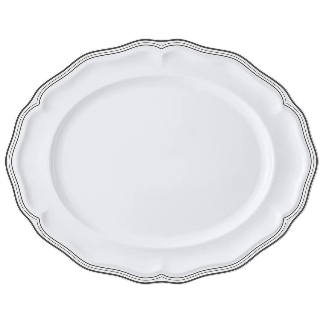 Steelite 62582FP817 - Oval Porcelain Platter, 13" x 10.5" x 1" Slate, Adelina Folio, 1 Dozen