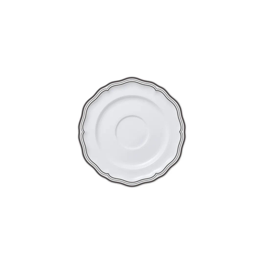 Steelite 62582FP823 Saucer – 5.0" x 0.625", Round Porcelain, Adelina Triple Line Slate - 1 Dozen