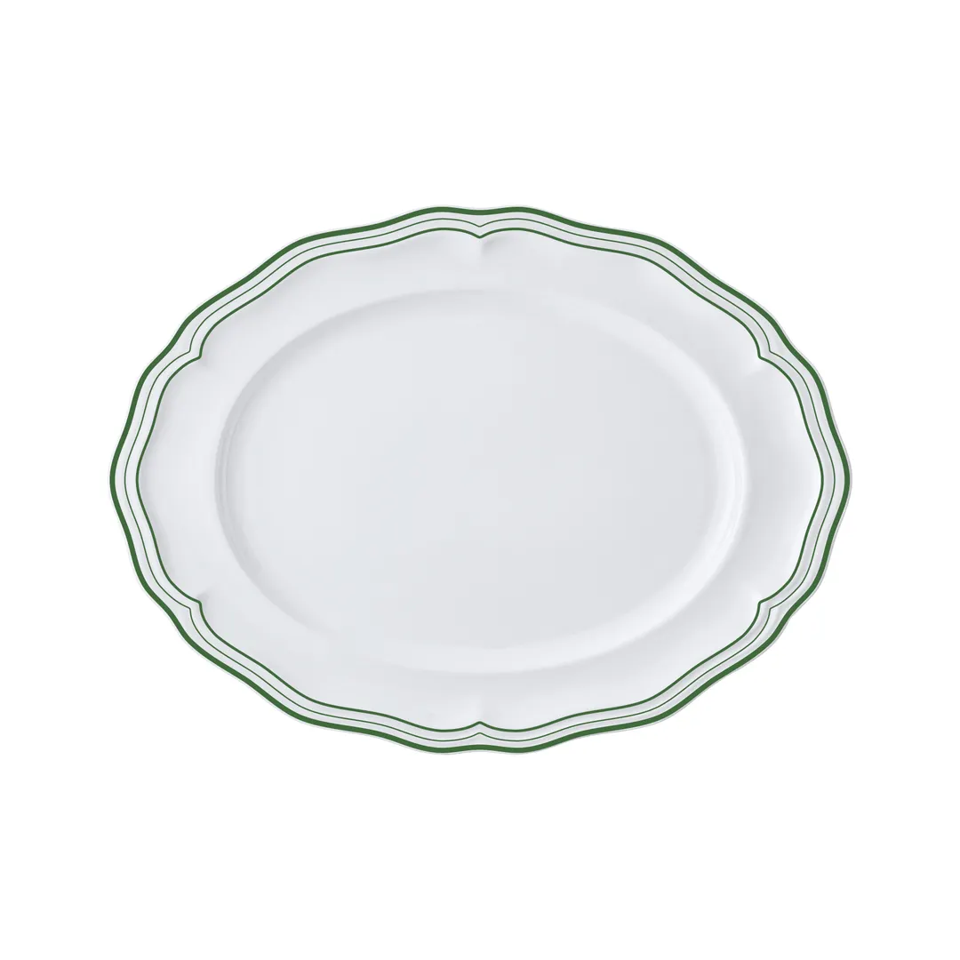 Steelite 62585FP818 - Oval Porcelain Platter, 9.0" x 6.75" x 0.875", Triple Green Folio - 1 Dozen
