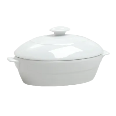 Steelite 6300P134 Oval Bowl Lid, Aura Gourmet Porcelain, Oven Safe to 465°F/239°C, 1 Dozen