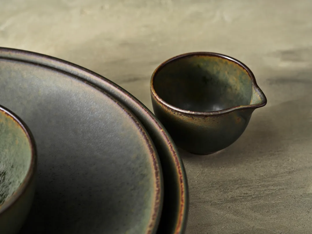 Steelite 6418MY038 - Sauce Jug, 3.5 Oz, 3.0" X 2.0" X 2.0" Porcelain, Wabi Sabi Kelp - 1 Dozen