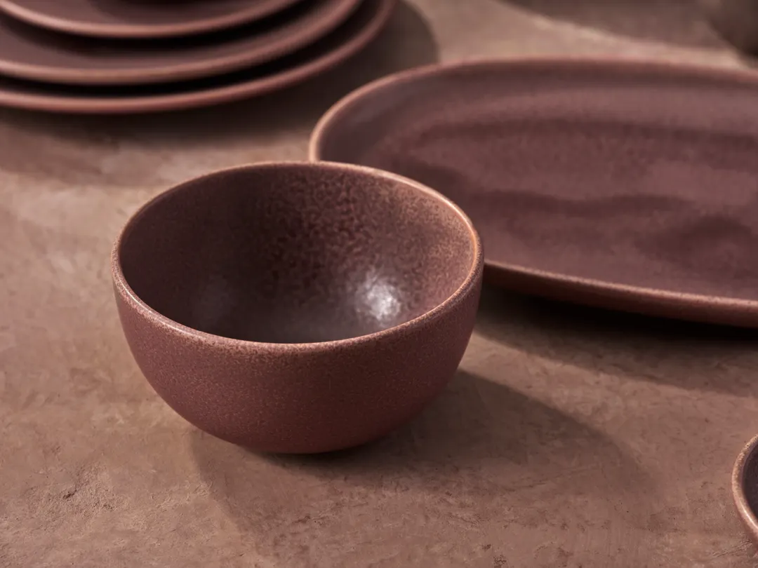 Steelite 6419MY031 - 14 oz Round Porcelain Bowl, 4.75" X 2.375", Plum Wabi‑Sabi Finish - 1 Dozen