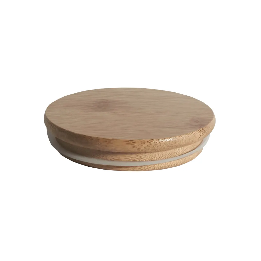 Steelite 6463BW036 Condiment Jar, 15.25 Oz, 3.5" x 3.875" Bamboo Lid, Mixed Materials - 6/Case