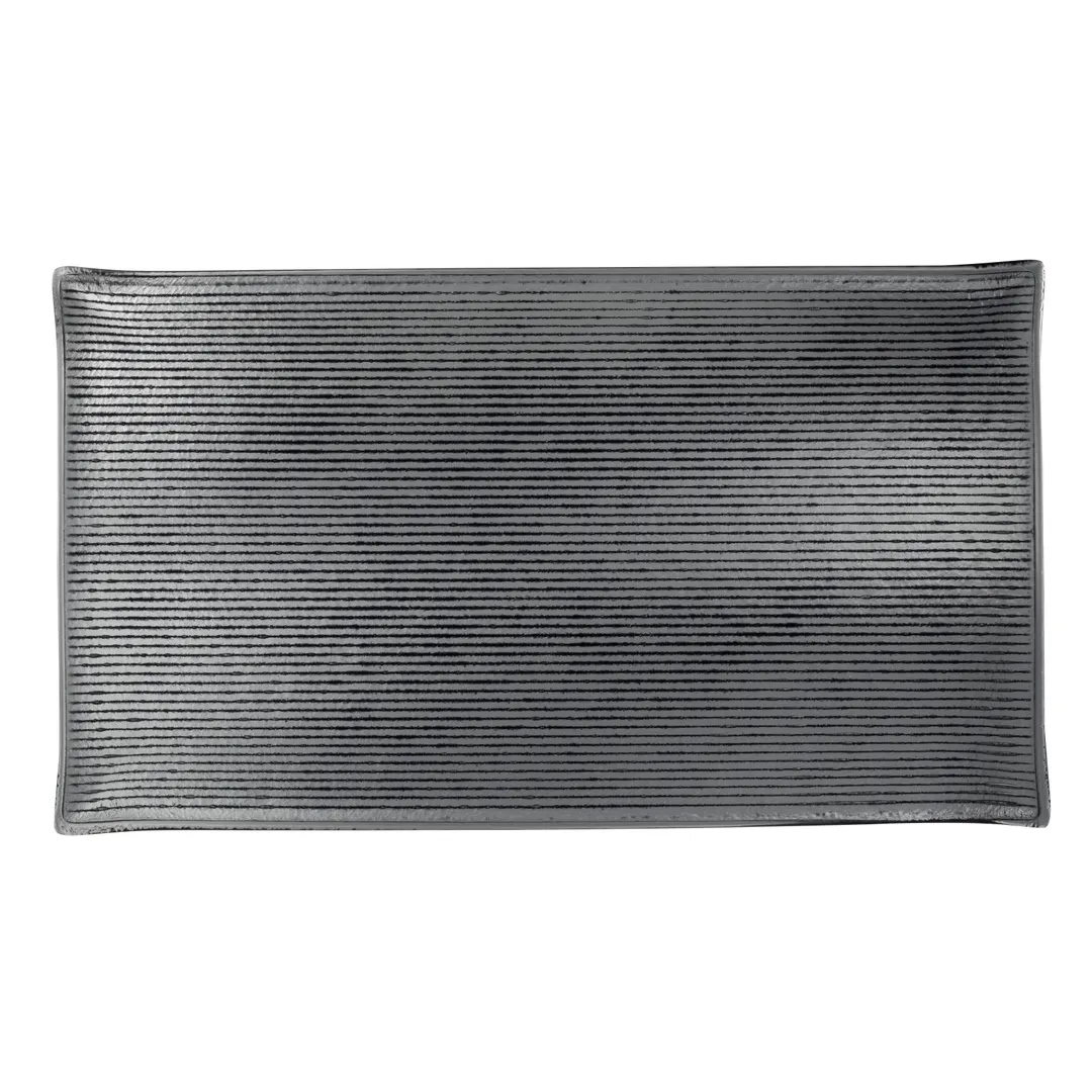 Steelite 6588B435 Rectangle Serving Tray, 12.5" x 7.5" Glass, Gray Finish, Shape - 6/Case