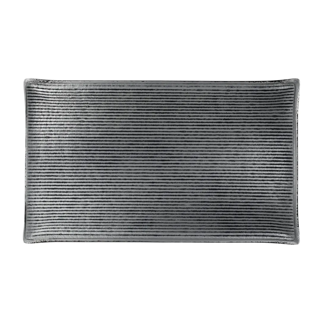 Steelite 6588B436 Rectangular Glass Tray, 10.625" x 6.5", Shikku Smoke Gray Finish, - 6/Case