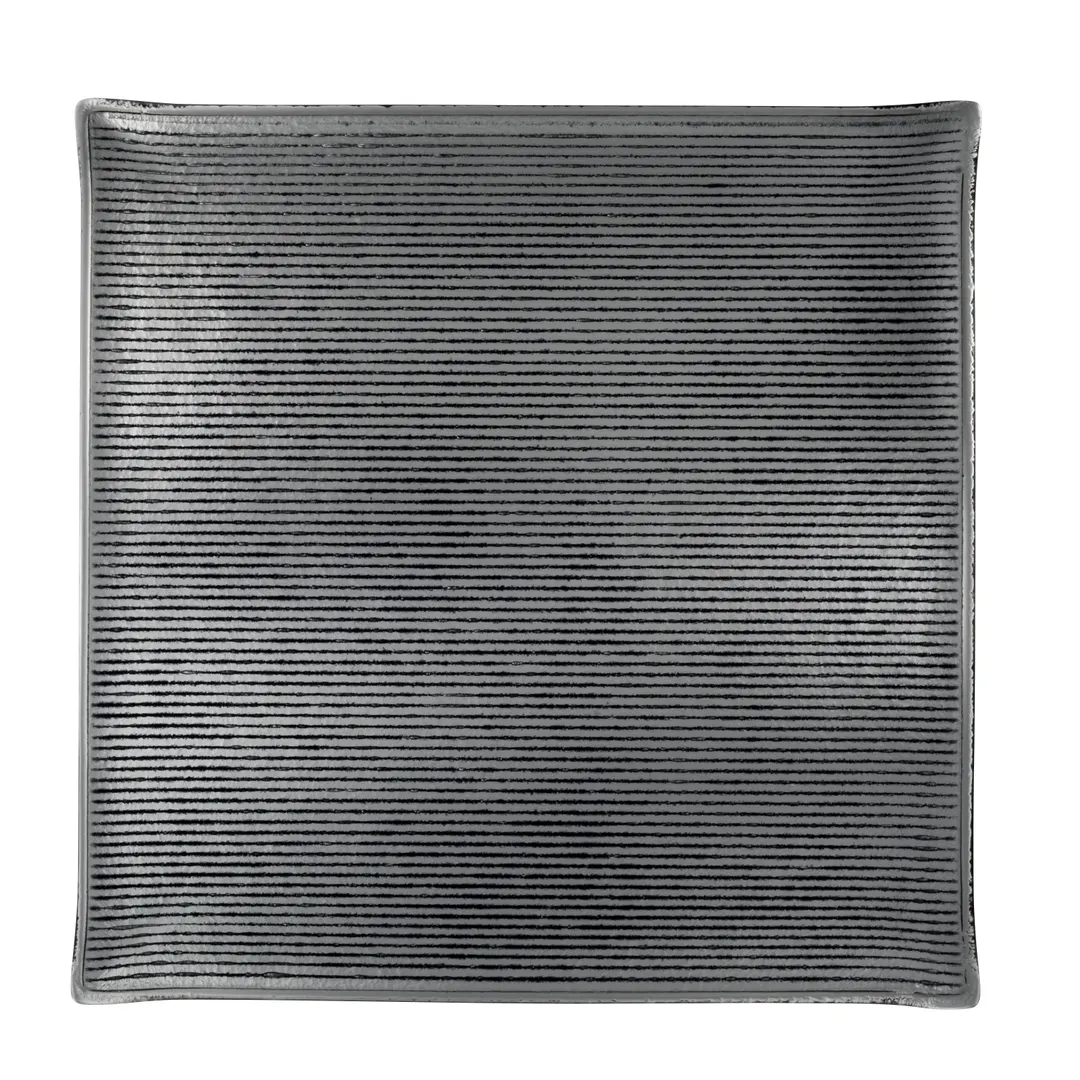 Steelite 6588B437 Square Glass Serving Tray, 10.5" x 10.5", Gray Finish, Shikku Smoke Design - 6/Case