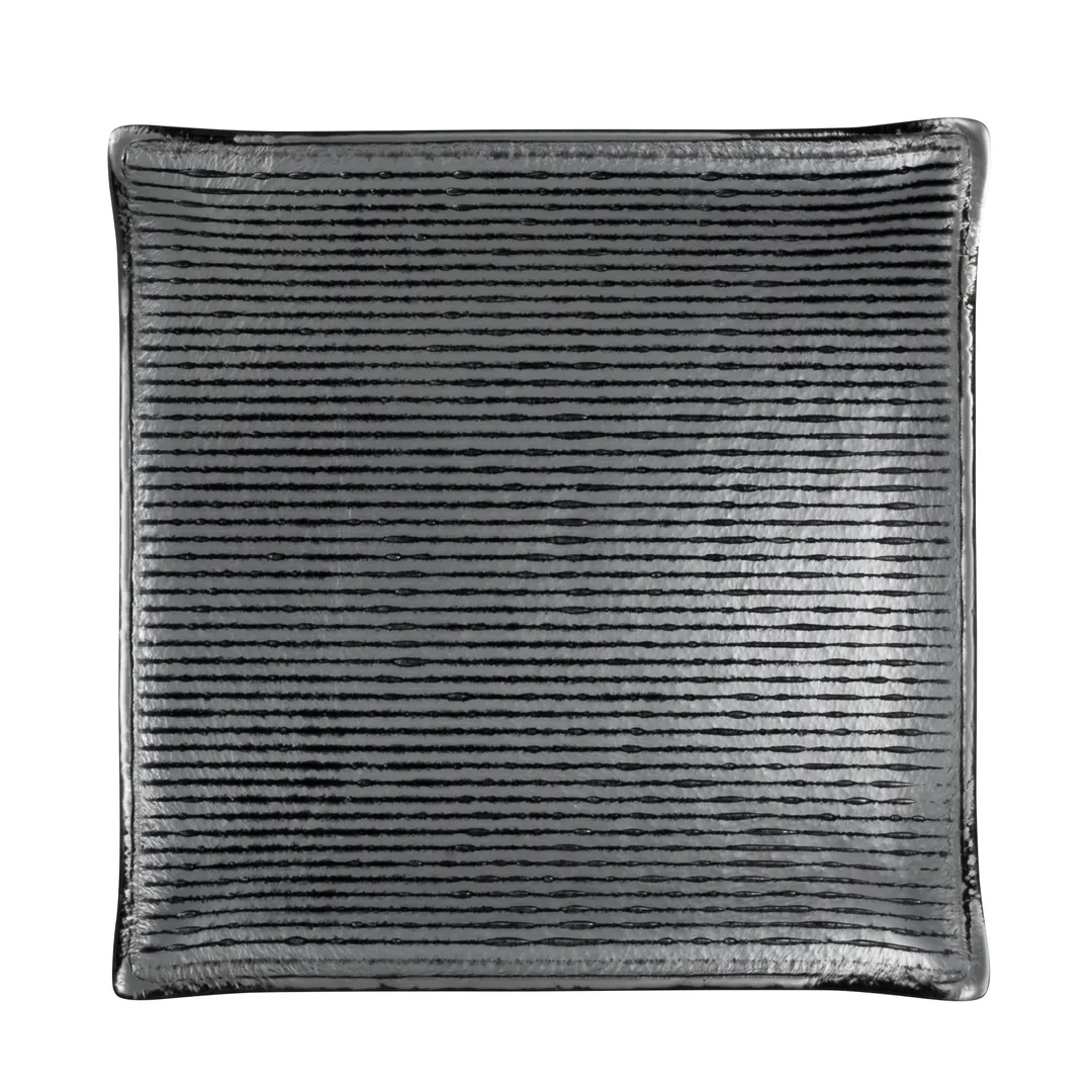 Steelite 6588B438 Square Glass Tray, 6.5" x 6.5", Grays Smoke Finish - 1 Dozen