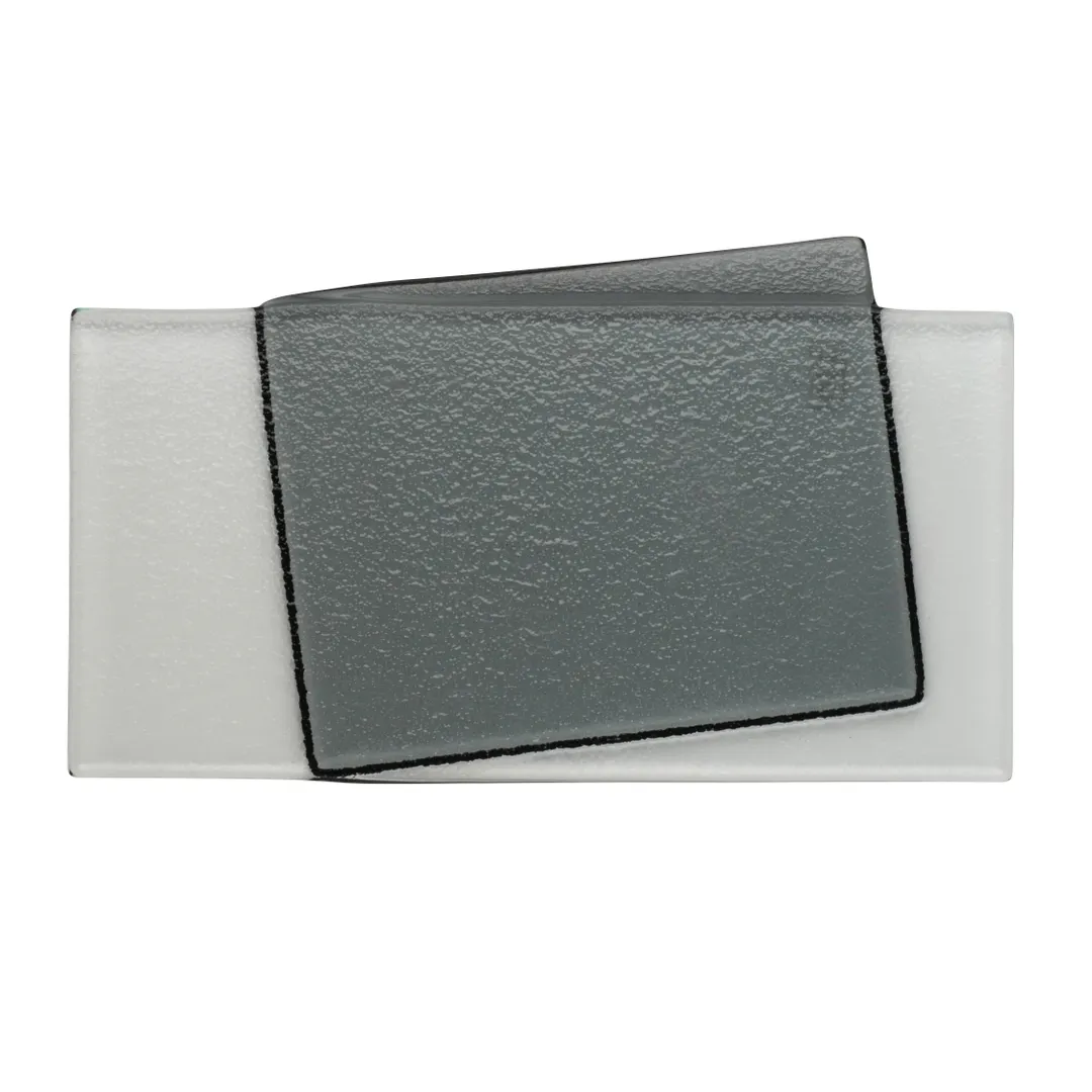 Steelite 6590B930 Rectangular Glass Serving Tray, 7.875" x 4.75" x 0.394", Gray Finish, 6/Case